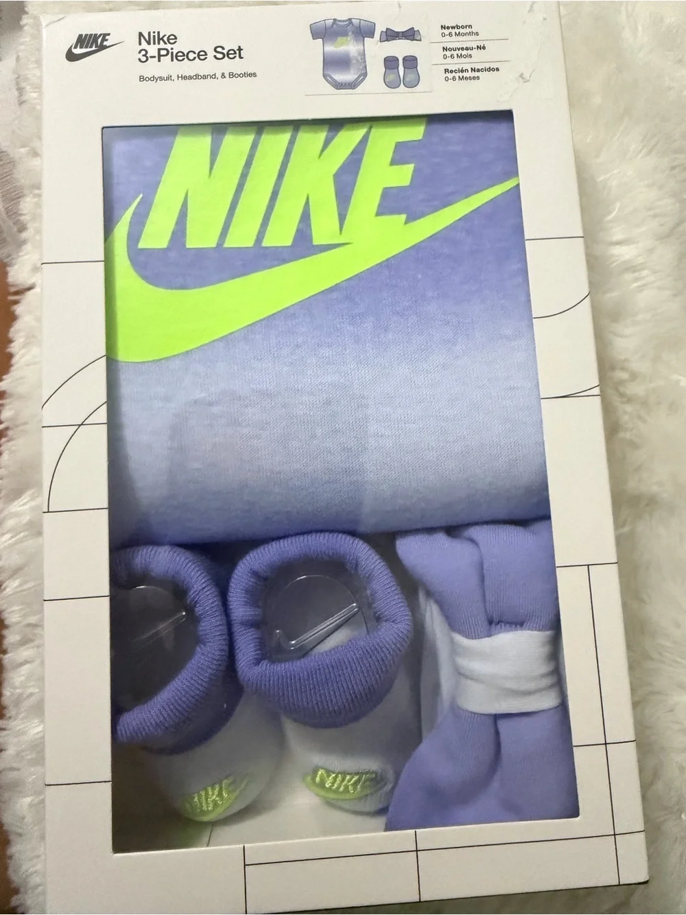 Nike Lavender & Neon Green Baby 3-Piece Set new 🪻🪻🪻 0-6 months